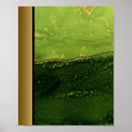 Grönt Marble Stone/Black Guld Gräns Art Poster
