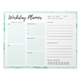 Grönt Marble Workday Planner Anteckningsblock