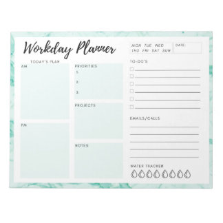 Grönt Marble Workday Planner Anteckningsblock