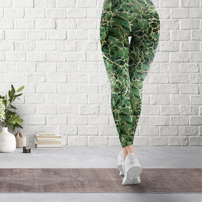 Grönt Marmorerade Pappra Vintagar Leggings (Skapare uppladdad)