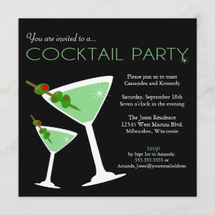 Grönt Martini Cocktail Party-inbjudan Inbjudningar