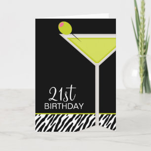 Grönt Martini och Zebra mönstrad Kort