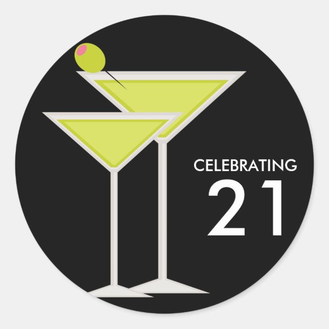 Grönt Martinis Runt Klistermärke (Framsida)