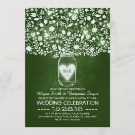 Grönt Mason burk blommor bröllopsinbjudningar Inbjudningar