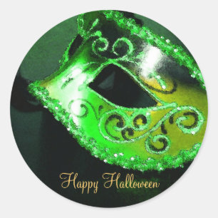 Grönt MasqueraHalloween fest Stickers Runt Klistermärke