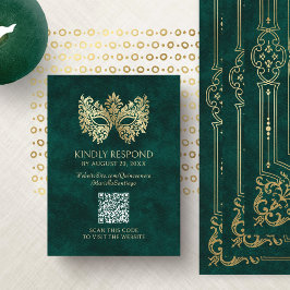 Grönt Masqueramask Quinceanera QR-OSA Tilläggskort