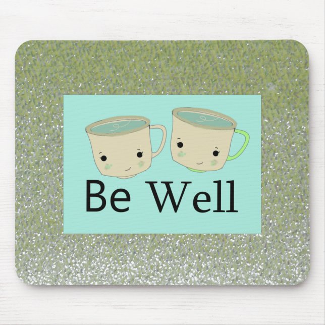 Grönt Matcha Tea Faux Glitter be well Mousepad Musmatta (Framsidan)