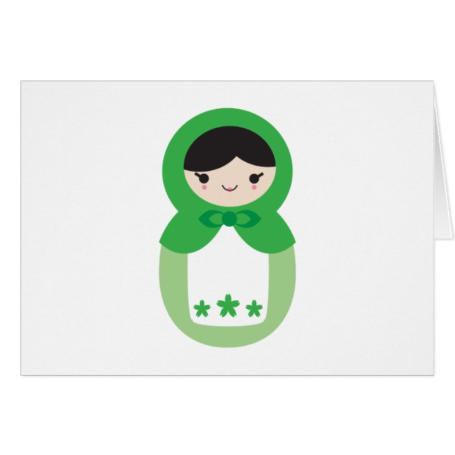 Grönt Matryoshka Doll OBS Kort (Framsidan Horizontal)