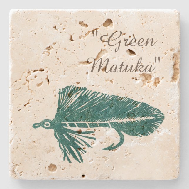 Grönt Matuka-flygbindning och flygfiske-strömning Stenunderlägg (Framsidan)