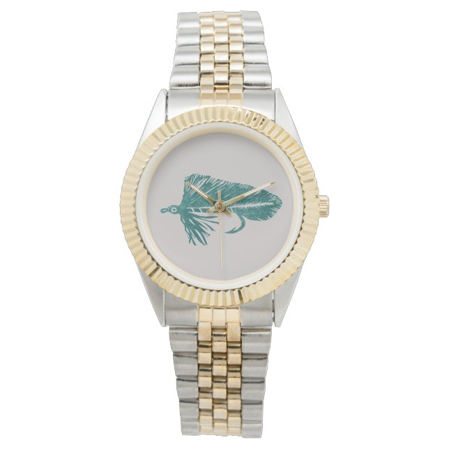 Grönt Matuka strömmare, flygbindning, flygfiske ko Armbandsur (Framsida)