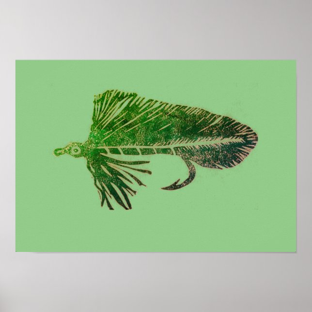 Grönt Matuka strömmare, flygfiske, flugverk Poster (Framsidan)