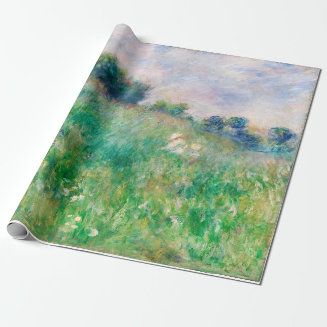 Grönt Meadow by Renoir Impressionist Painting Presentpapper (Utrullad)