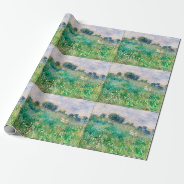 Grönt Meadow by Renoir Impressionist Painting Presentpapper (Utrullad)