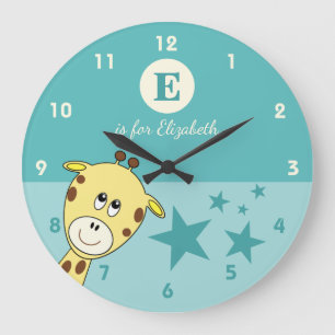 Grönt med en söt giraffstjärna baby namn stor klocka