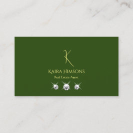 Grönt med enkel skog med Monogram och judar Visitkort