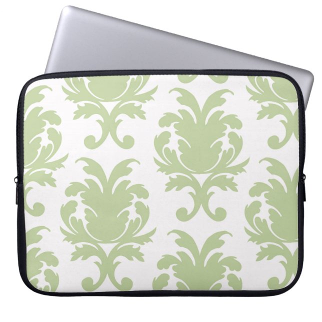 grönt med fetstil, stort dammmönster laptop sleeve (Framsidan)