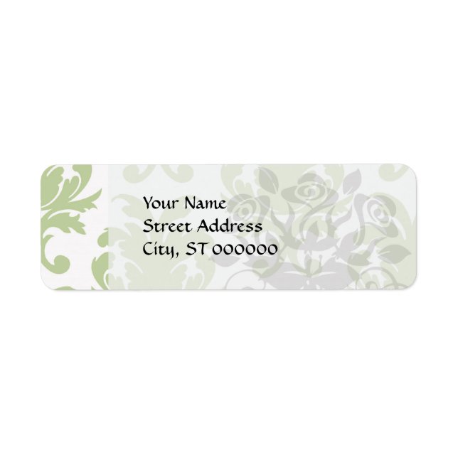 grönt med fetstil, stort dammmönster returadress etikett (Framsidan)