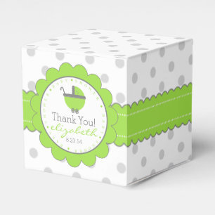 Grönt med grå färgpolka dotsbaby shower presentaskar