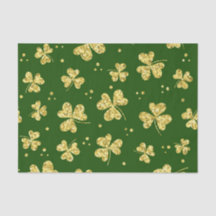 GRÖNT MED GULD GLITTER LOOK IRISH SHAMROCKS