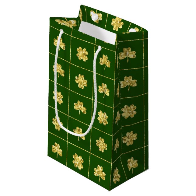 GRÖNT MED GULD GLITTER LOOK SHAMROCKS (Framsidan Vinklad)