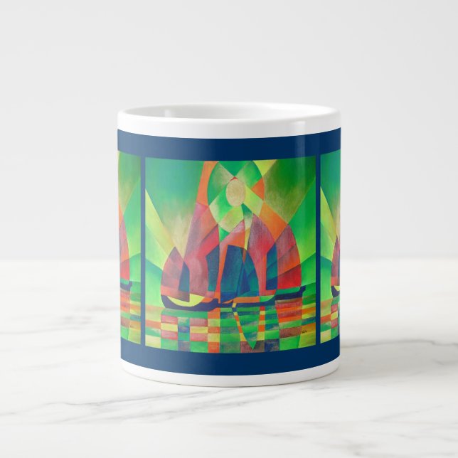 Grönt med kubanska Abstrakter Jumbo Mugg (Framsidan)