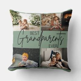 Grönt med minimal Chic Bästa Grandparent Photo Kudde