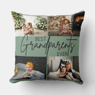 Grönt med minimal Chic Bästa Grandparent Photo Kudde