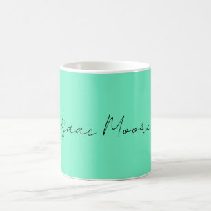 Grönt med oformaterad Elegant, blå skriptkalligraf Kaffemugg