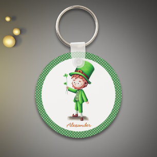 Grönt med personlig Leprechaun Nyckelring