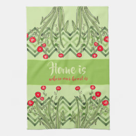 Grönt med röd blommigt kökshandduk