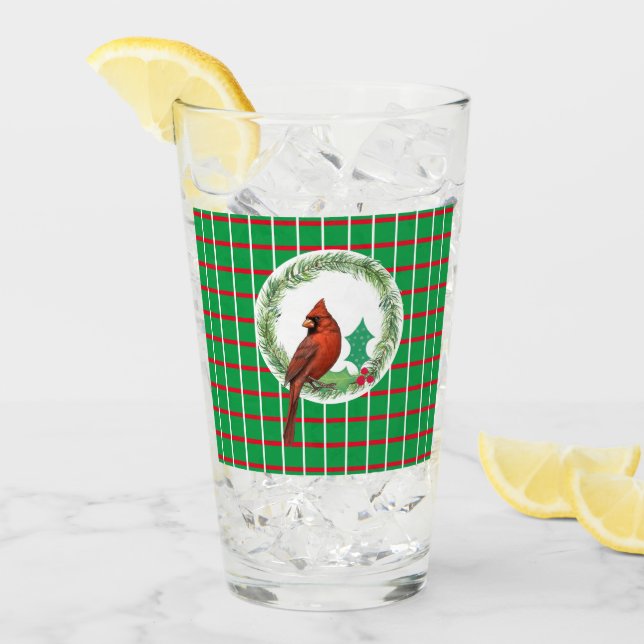 Grönt med rödvit Linjer glas Kopp (Framsida Ice)