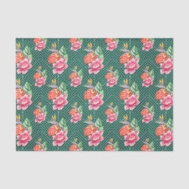 Grönt med Rosa Flowers