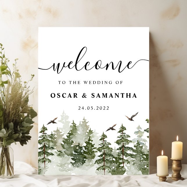 Grönt med Snö i modern vinterfärg Poster (Skapare uppladdad)