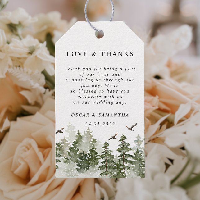 Grönt med Snö i modern vinterfärg Presentetikett (Skapare uppladdad)