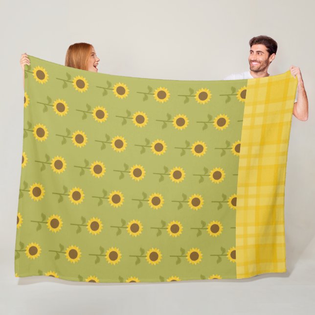 GRÖNT MED SÖT FALL SUNFLÖDEN FLEECEFILT (På plats)