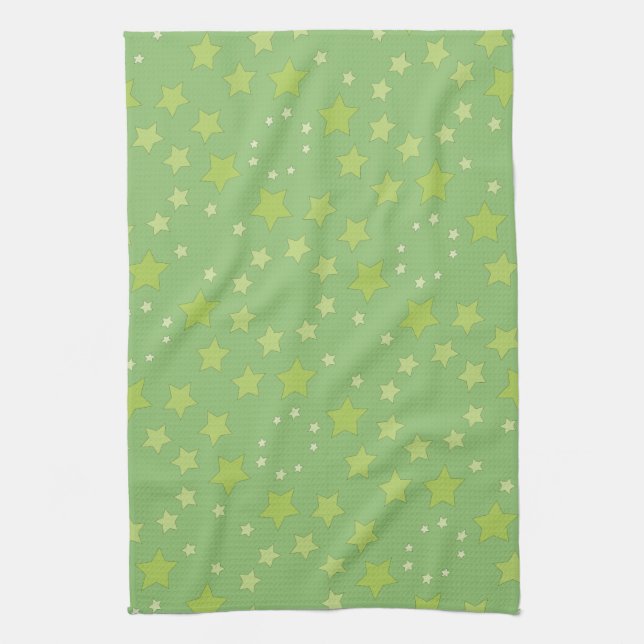 Grönt med stjärnor kökshandduk (Vertikal)