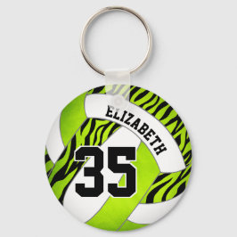 grönt med zebra ränder-flickors volleyball nyckelring