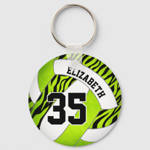 grönt med zebra ränder-flickors volleyball nyckelring