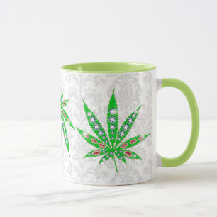 Grönt Medical Löv med bling och miniatyrdiagram Mugg