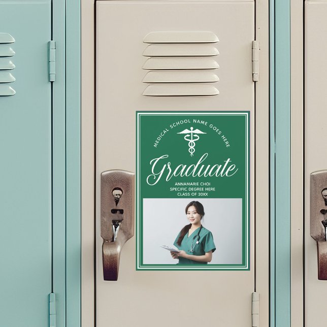 Grönt Medical School Photo Studenten Magnet Card (Skapare uppladdad)