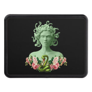 Grönt Medusa Gorgon Grekisk Mythology Rosa Blommig Dragkroksskydd