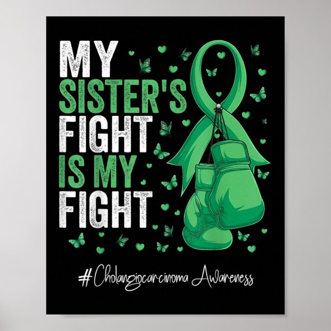 Grönt Medvetenhet om biverkningar vid behandling m Poster (Framsidan)