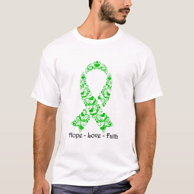 Grönt medvetenhetband för hopp tee (Framsida)