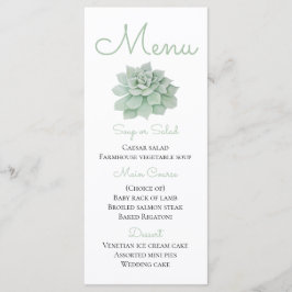 Grönt Menu Watercolor Succuls Bröllop Meny