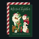 Grönt Merrier Together Santa and Friends Card Inbjudningar<br><div class="desc">Roligt och kort under ett utmanande år. Som har tomten och hans älvar,  snögubbe,  musknör,  renar,  yeti,  pepparkaksgubbar och kanin.</div>