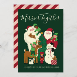 Grönt Merrier Together Santa and Friends Card Inbjudningar