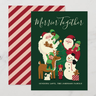 Grönt Merrier Together Santa and Friends Card Inbjudningar