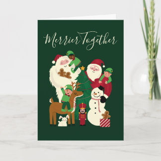 Grönt Merrier Together Santa and Friends Kort
