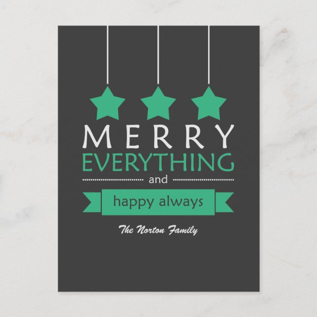 Grönt Merry All Helgdag Helg Vykort (Framsida)