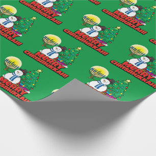 Grönt ’Merry Chrismukkah’ med Snögubbe och M Presentpapper